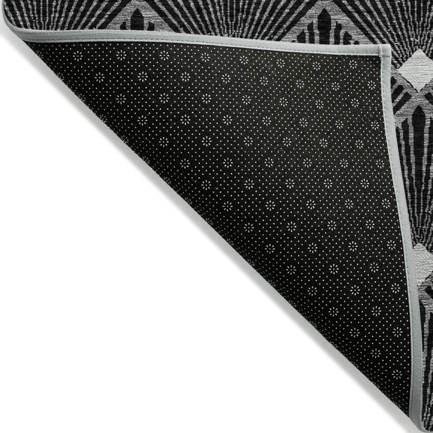 Tabselect Home Line 8' X 10' Black Gray And Ivory Geometric Washable Indoor Outdoor Area Rug