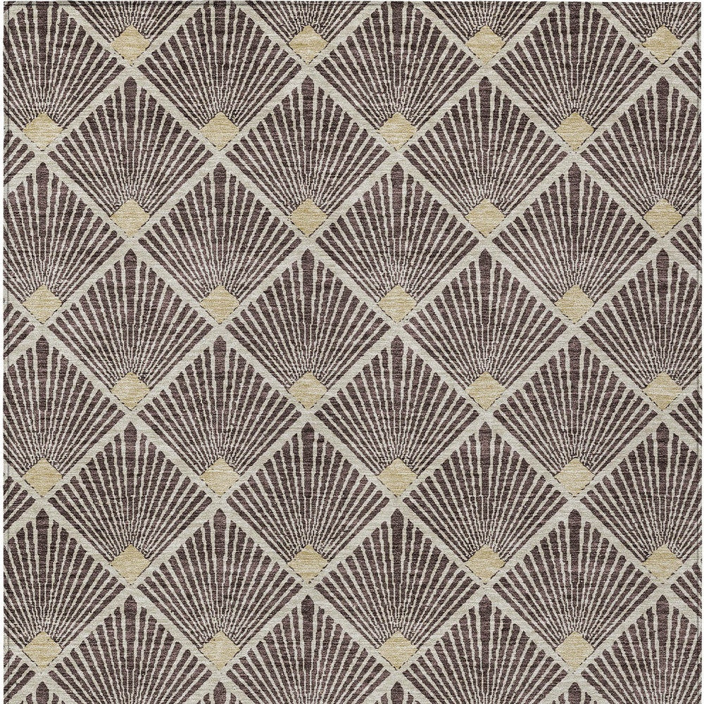 Tabselect Home Line 5' X 8' Brown And Beige Geometric Washable Indoor Outdoor Area Rug