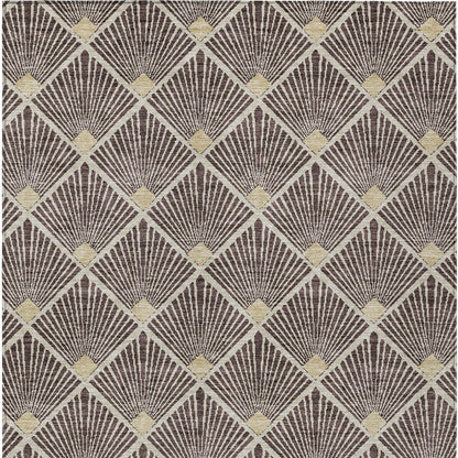 Tabselect Home Line 5' X 8' Brown And Beige Geometric Washable Indoor Outdoor Area Rug
