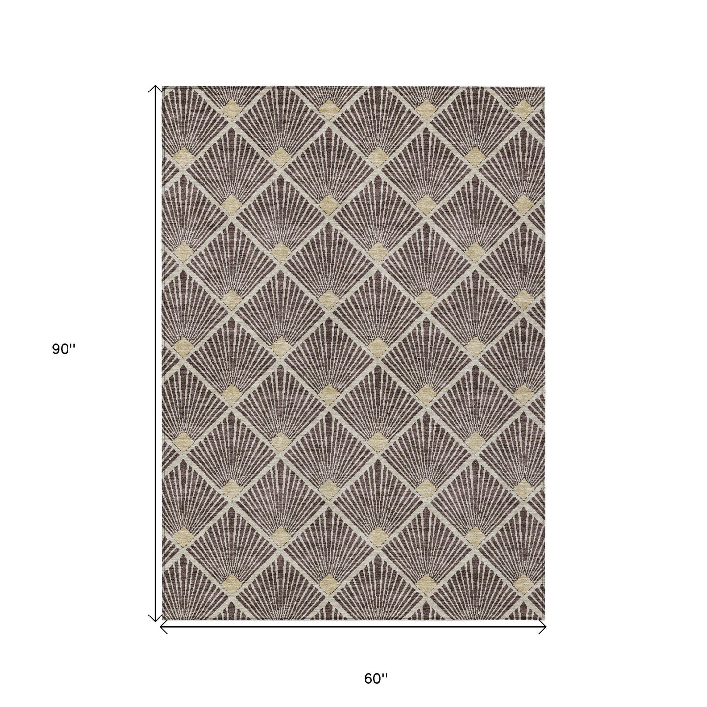 Tabselect Home Line 5' X 8' Brown And Beige Geometric Washable Indoor Outdoor Area Rug