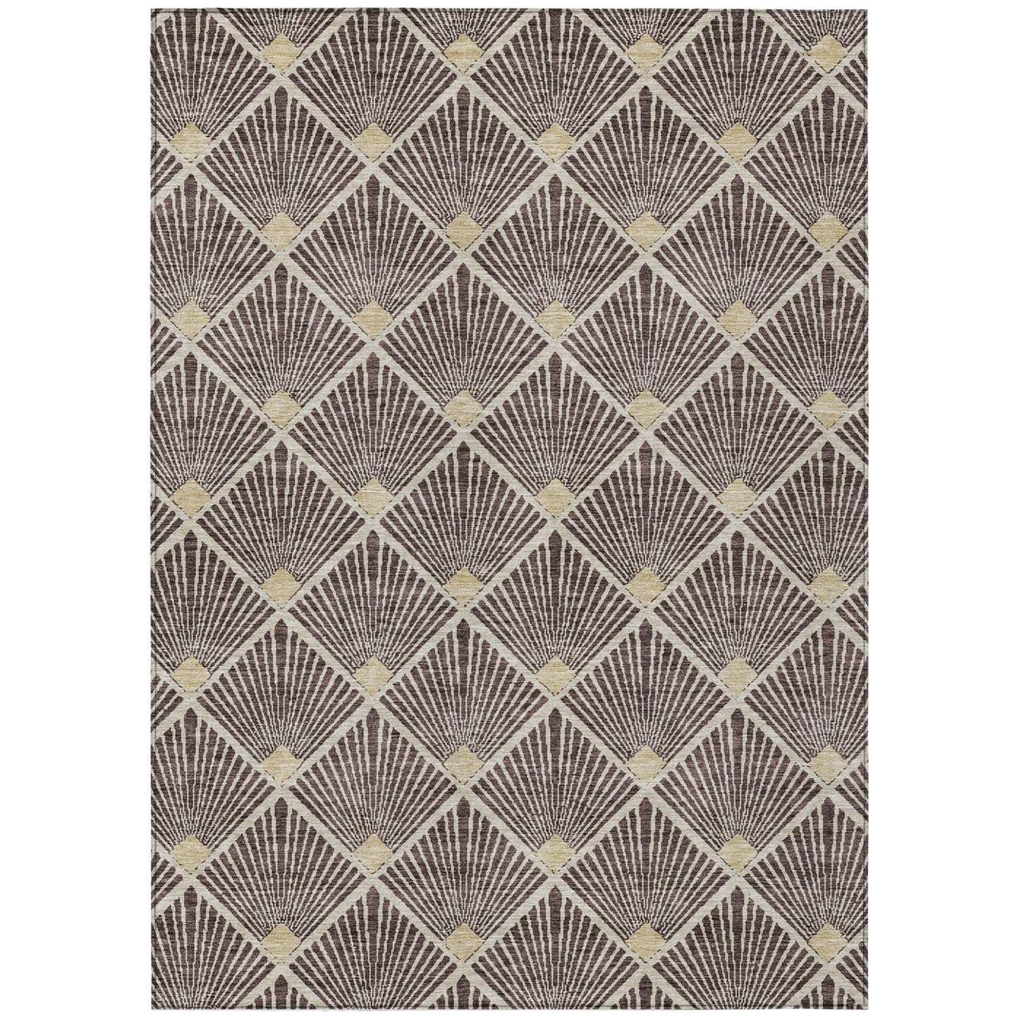 Tabselect Home Line 5' X 8' Brown And Beige Geometric Washable Indoor Outdoor Area Rug