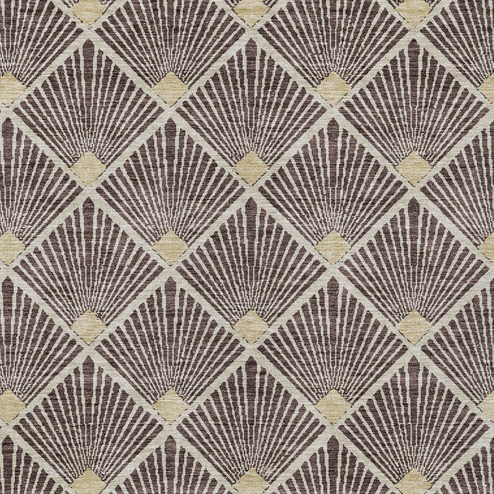 Tabselect Home Line 5' X 8' Brown And Beige Geometric Washable Indoor Outdoor Area Rug