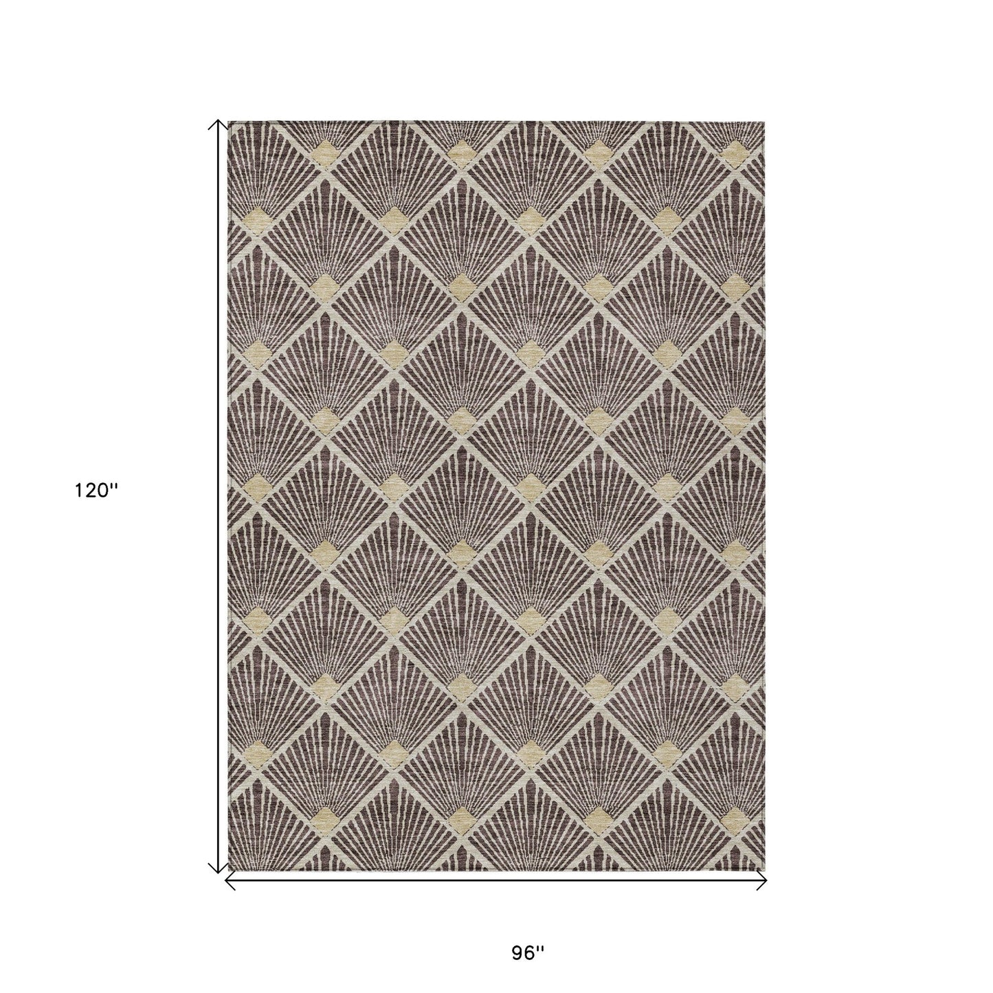 Tabselect Home Line 8' X 10' Brown And Beige Geometric Washable Indoor Outdoor Area Rug