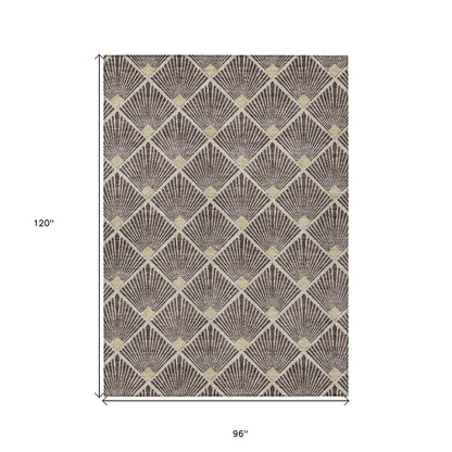 Tabselect Home Line 8' X 10' Brown And Beige Geometric Washable Indoor Outdoor Area Rug