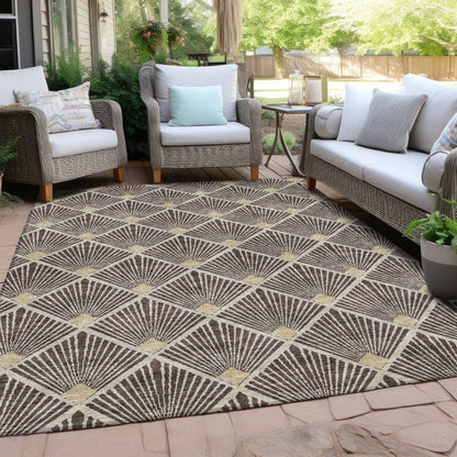 Tabselect Home Line 8' X 10' Brown And Beige Geometric Washable Indoor Outdoor Area Rug