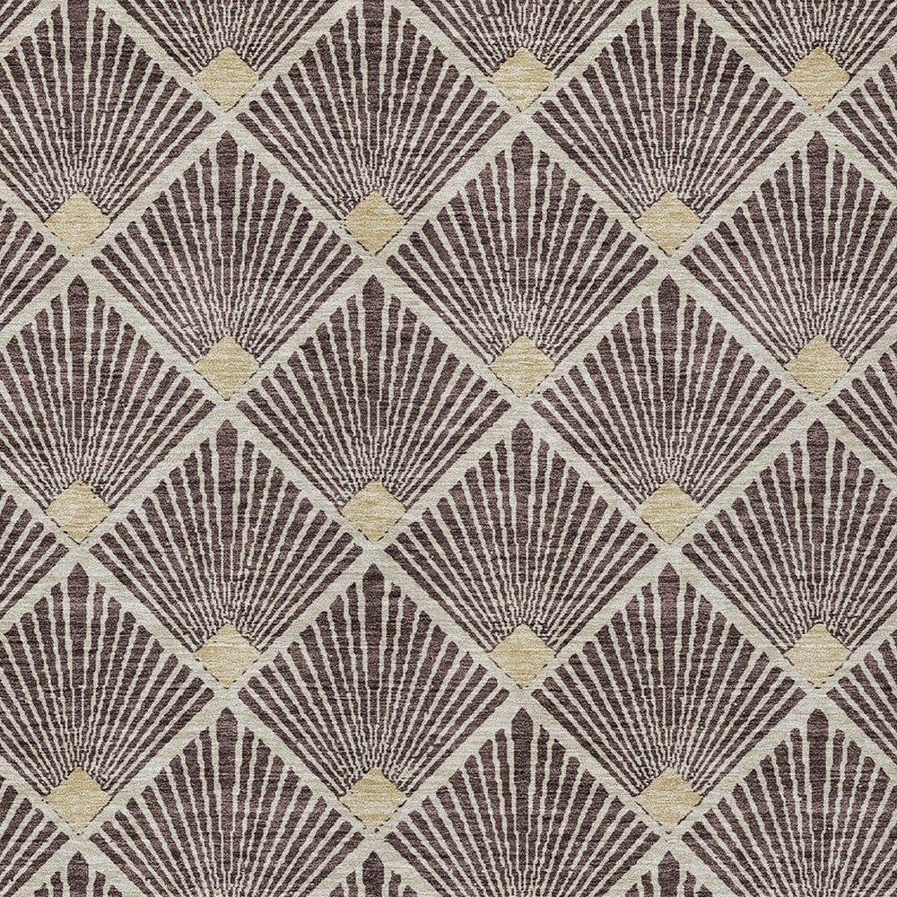 Tabselect Home Line 8' X 10' Brown And Beige Geometric Washable Indoor Outdoor Area Rug