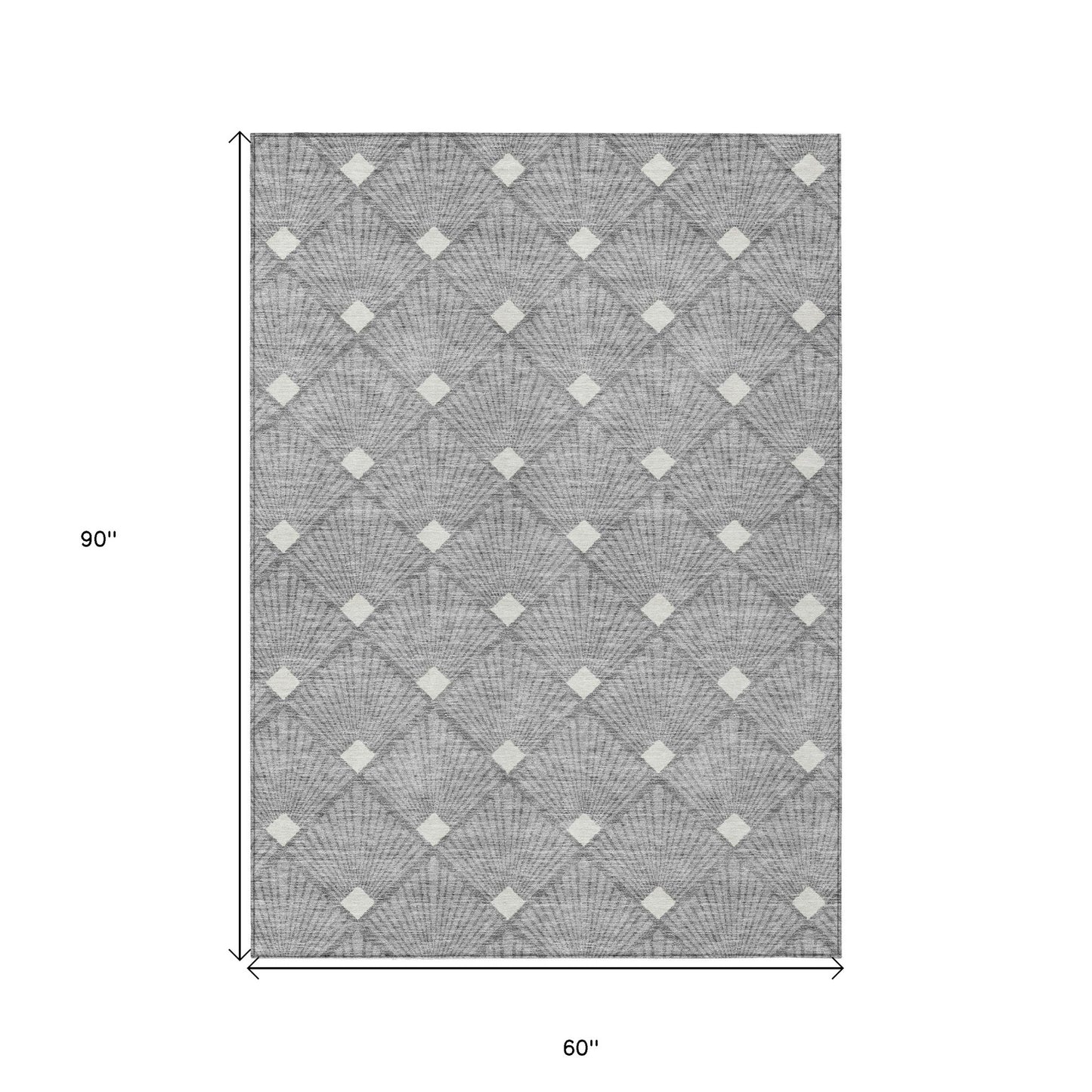 Tabselect Home Line 5' X 8' Gray And Ivory Geometric Washable Indoor Outdoor Area Rug