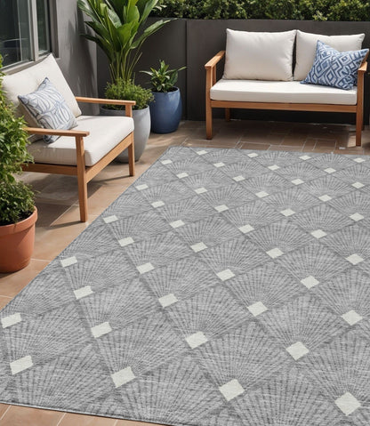 Tabselect Home Line 5' X 8' Gray And Ivory Geometric Washable Indoor Outdoor Area Rug