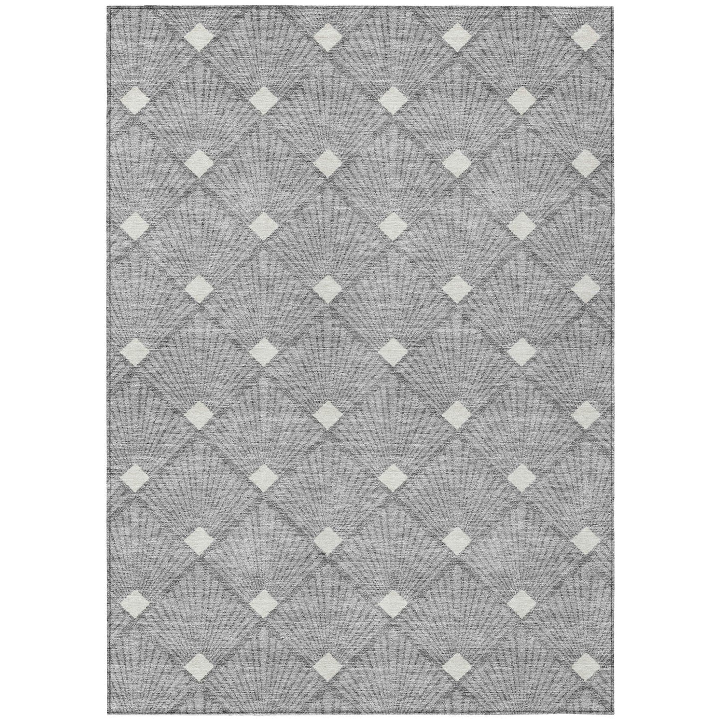 Tabselect Home Line 5' X 8' Gray And Ivory Geometric Washable Indoor Outdoor Area Rug