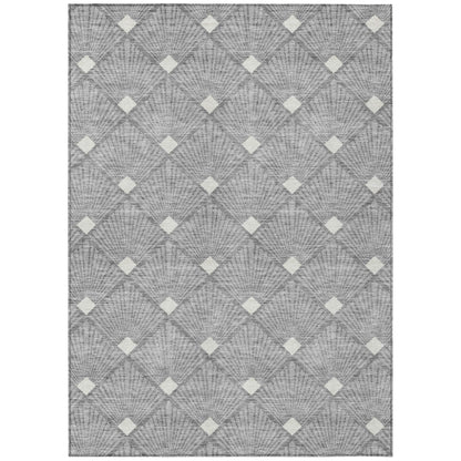 Tabselect Home Line 5' X 8' Gray And Ivory Geometric Washable Indoor Outdoor Area Rug
