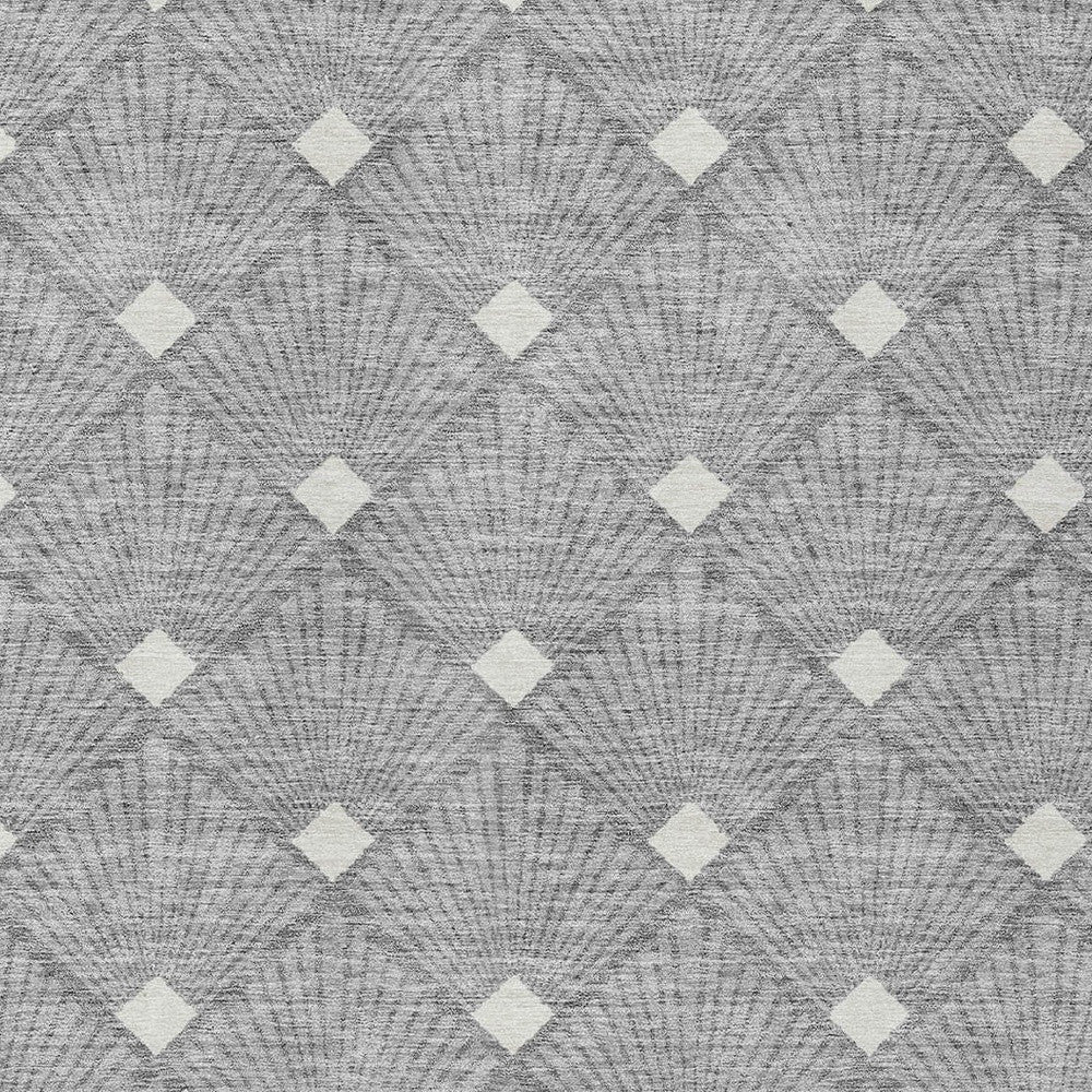 Tabselect Home Line 5' X 8' Gray And Ivory Geometric Washable Indoor Outdoor Area Rug