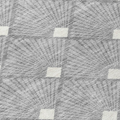 Tabselect Home Line 8' Gray And Ivory Round Geometric Washable Indoor Outdoor Area Rug