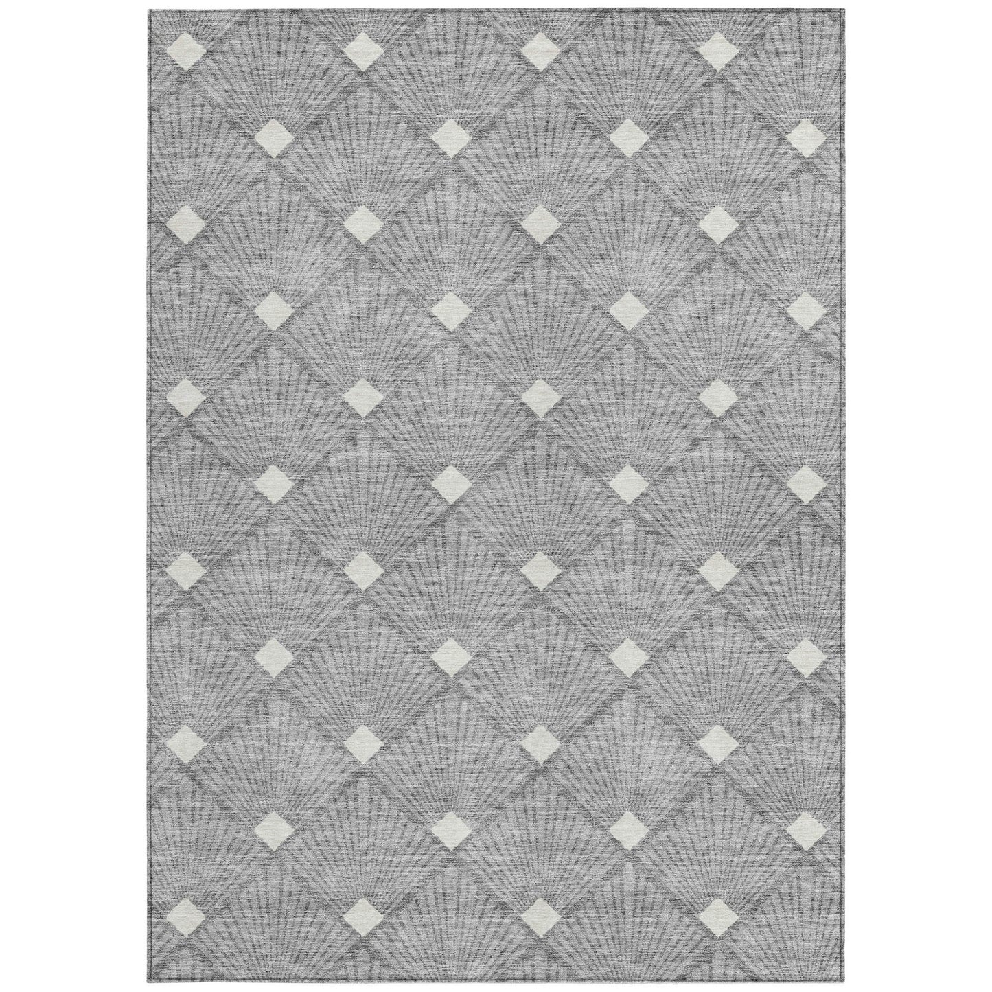 Tabselect Home Line 8' X 10' Gray And Ivory Geometric Washable Indoor Outdoor Area Rug