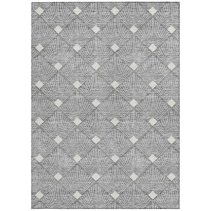 Tabselect Home Line 8' X 10' Gray And Ivory Geometric Washable Indoor Outdoor Area Rug