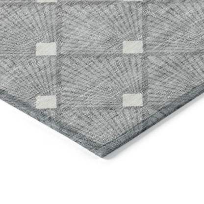 Tabselect Home Line 8' X 10' Gray And Ivory Geometric Washable Indoor Outdoor Area Rug