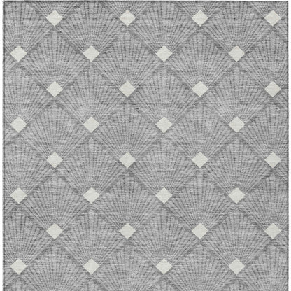 Tabselect Home Line 8' X 10' Gray And Ivory Geometric Washable Indoor Outdoor Area Rug