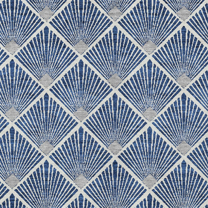 Tabselect Home Line 5' X 8' Navy Blue Gray And Ivory Geometric Washable Indoor Outdoor Area Rug