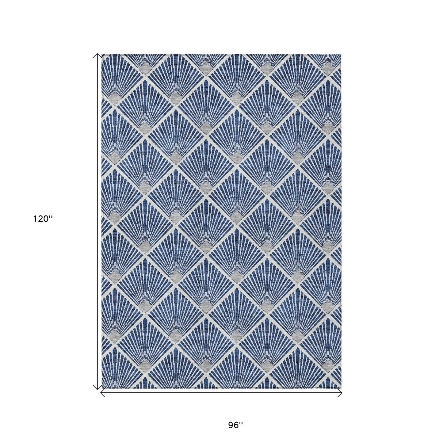 Tabselect Home Line 8' X 10' Navy Blue Gray And Ivory Geometric Washable Indoor Outdoor Area Rug