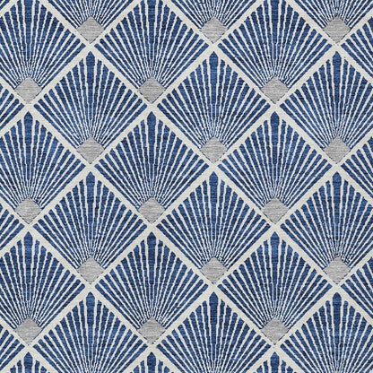 Tabselect Home Line 8' X 10' Navy Blue Gray And Ivory Geometric Washable Indoor Outdoor Area Rug