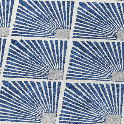 Tabselect Home Line 8' X 10' Navy Blue Gray And Ivory Geometric Washable Indoor Outdoor Area Rug