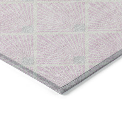 Tabselect Home Line 5' X 8' Pink Gray And Ivory Geometric Washable Indoor Outdoor Area Rug