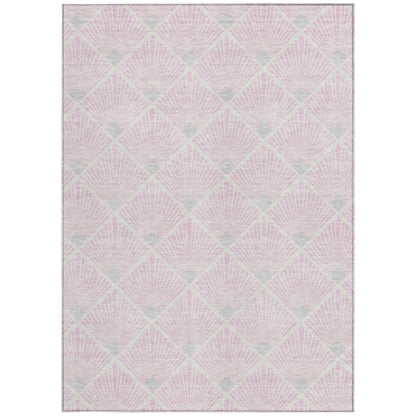 Tabselect Home Line 5' X 8' Pink Gray And Ivory Geometric Washable Indoor Outdoor Area Rug