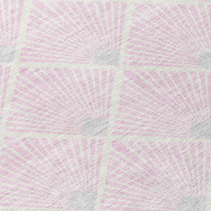 Tabselect Home Line 8' Pink Gray And Ivory Round Geometric Washable Indoor Outdoor Area Rug