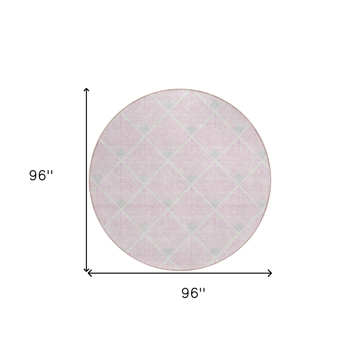 Tabselect Home Line 8' Pink Gray And Ivory Round Geometric Washable Indoor Outdoor Area Rug