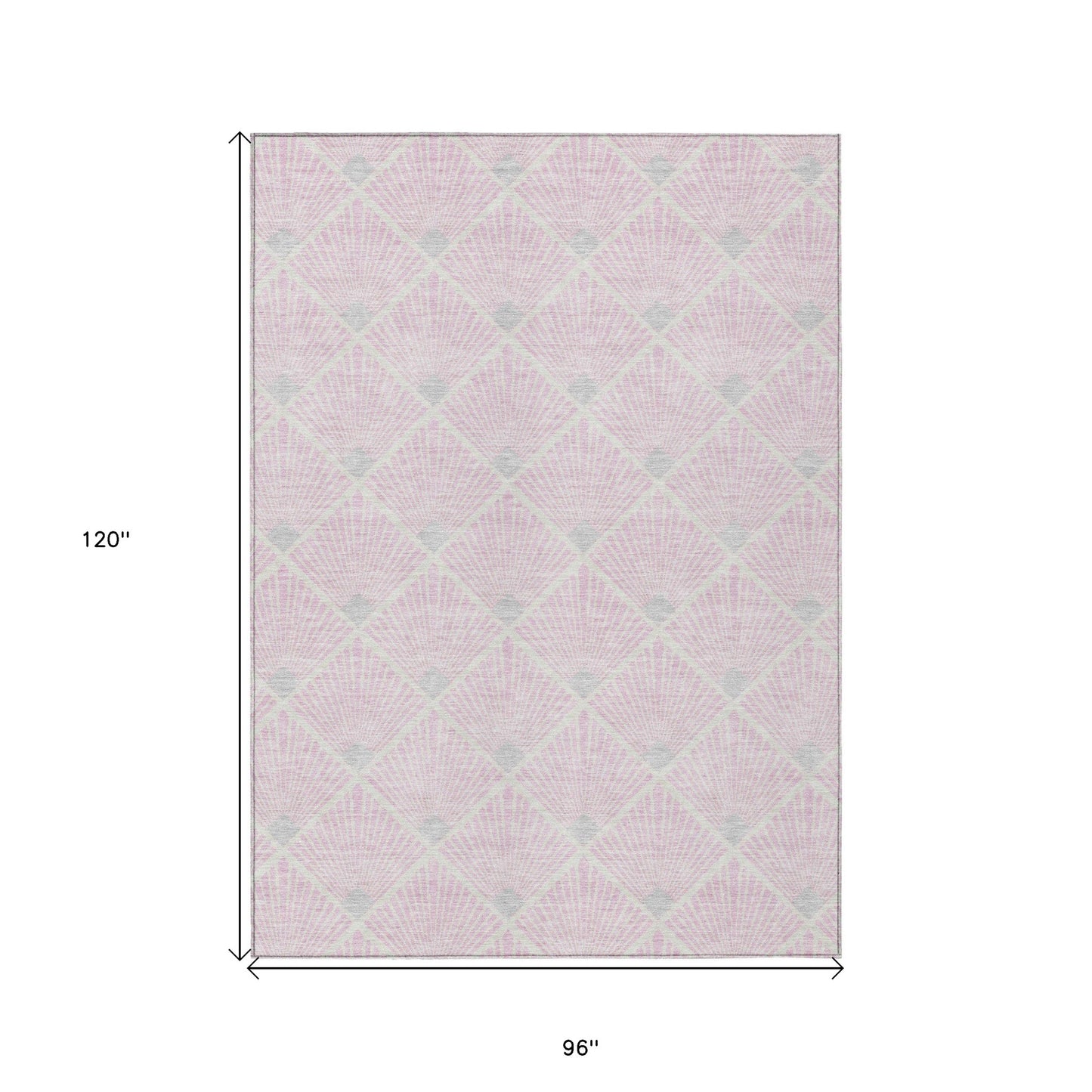 Tabselect Home Line 8' X 10' Pink Gray And Ivory Geometric Washable Indoor Outdoor Area Rug