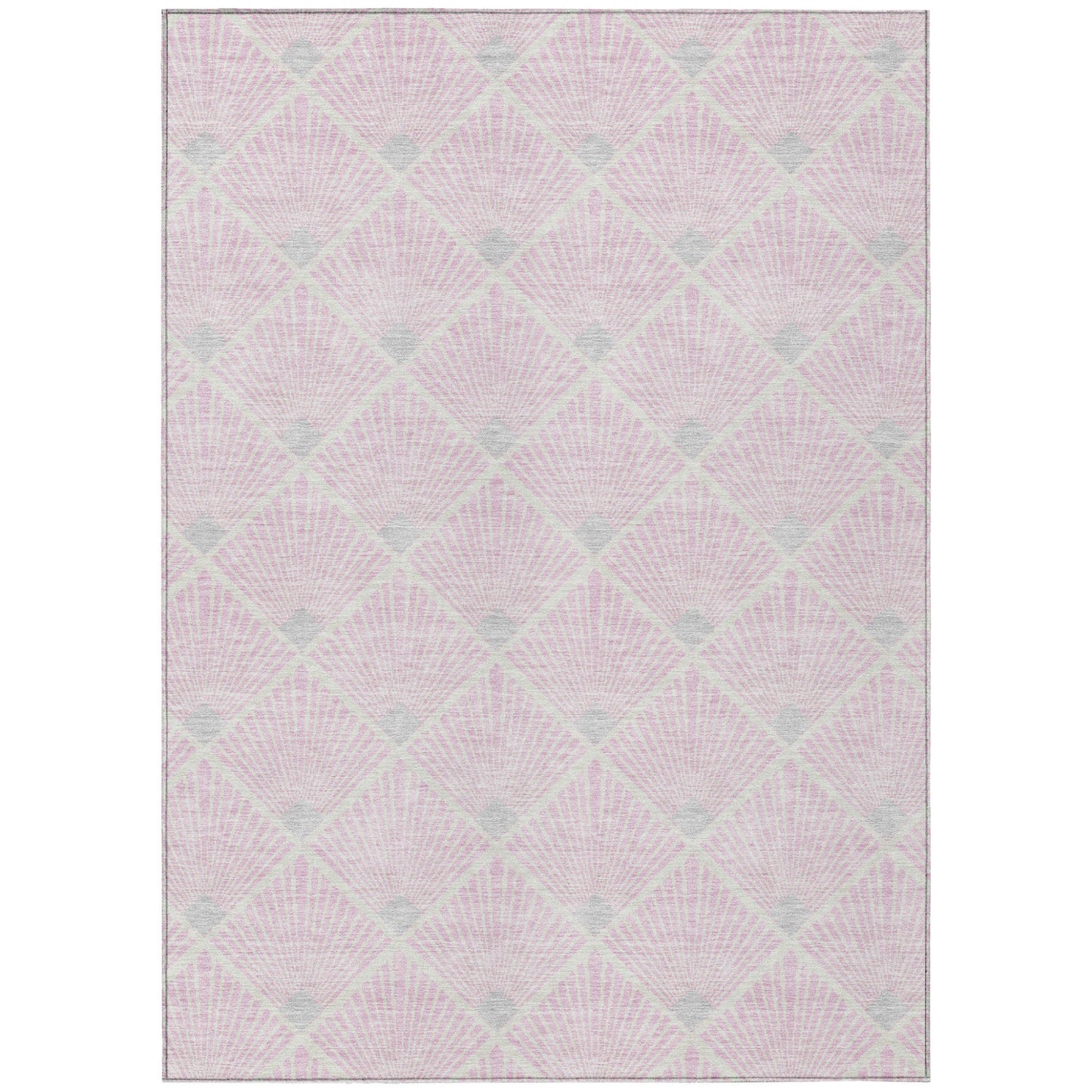 Tabselect Home Line 8' X 10' Pink Gray And Ivory Geometric Washable Indoor Outdoor Area Rug