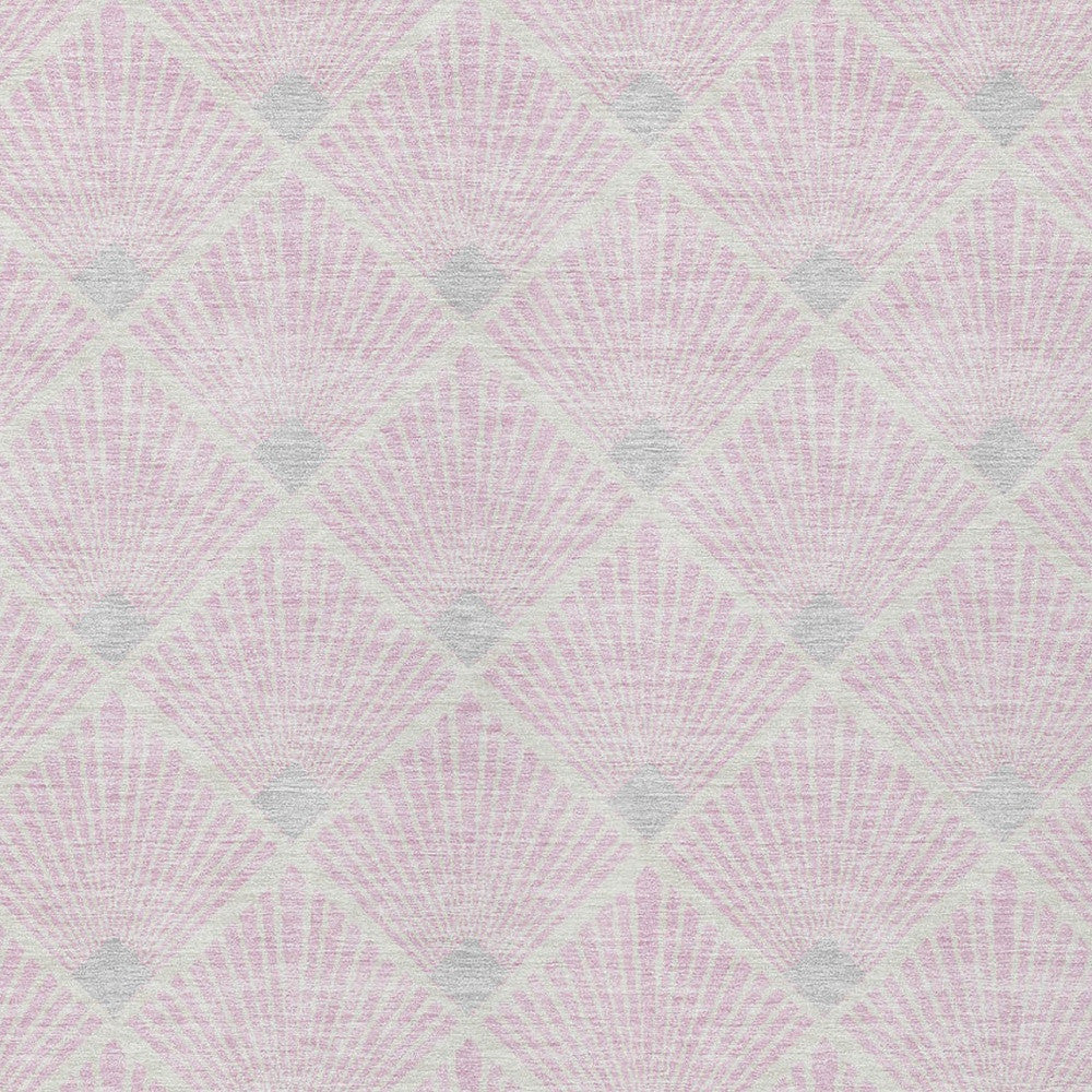 Tabselect Home Line 8' X 10' Pink Gray And Ivory Geometric Washable Indoor Outdoor Area Rug