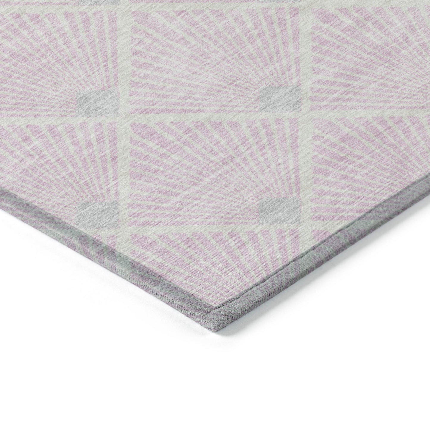 Tabselect Home Line 8' X 10' Pink Gray And Ivory Geometric Washable Indoor Outdoor Area Rug