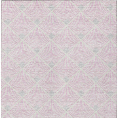 Tabselect Home Line 8' X 10' Pink Gray And Ivory Geometric Washable Indoor Outdoor Area Rug