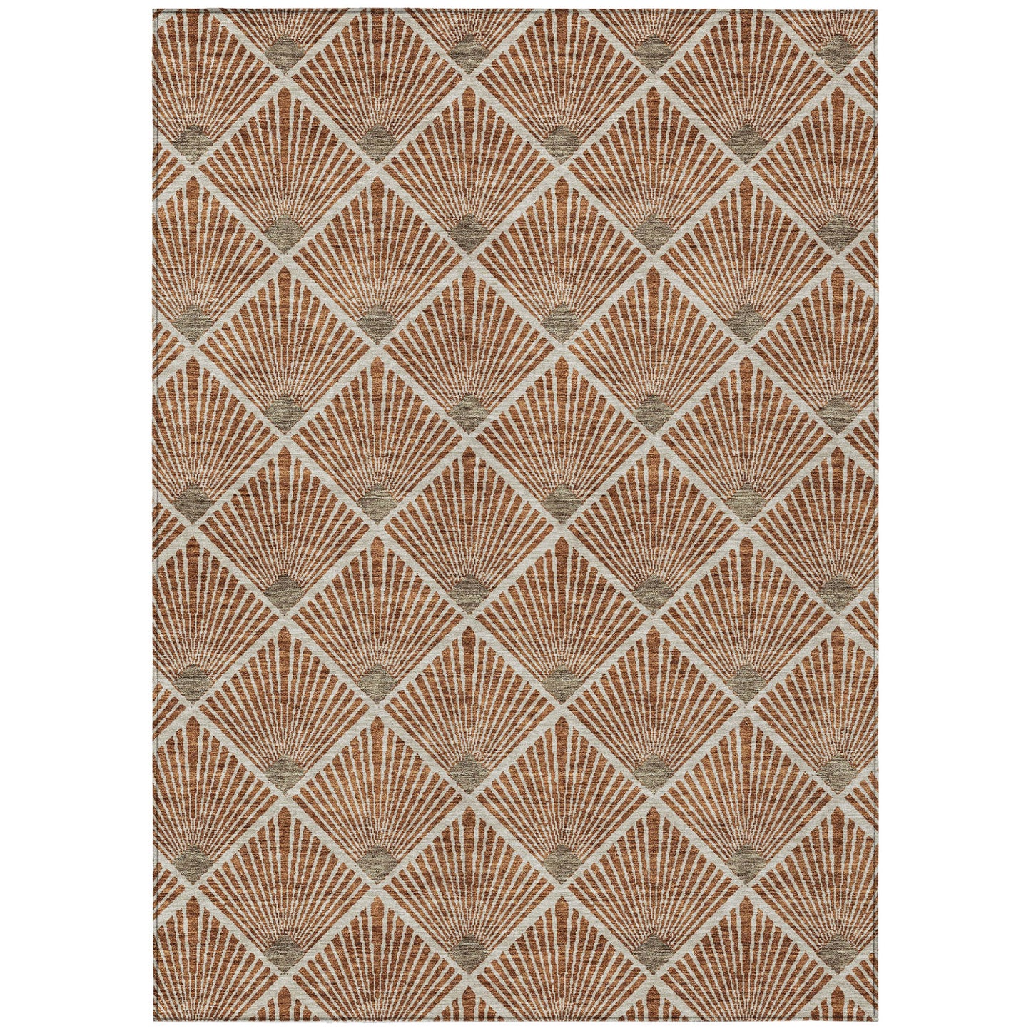 Tabselect Home Line 5' X 8' Brown Copper And Beige Geometric Washable Indoor Outdoor Area Rug