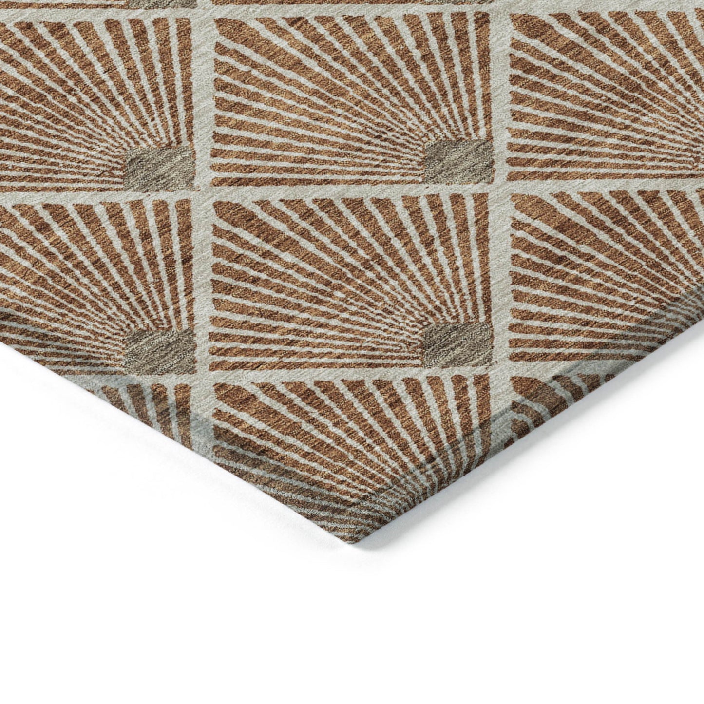 Tabselect Home Line 5' X 8' Brown Copper And Beige Geometric Washable Indoor Outdoor Area Rug