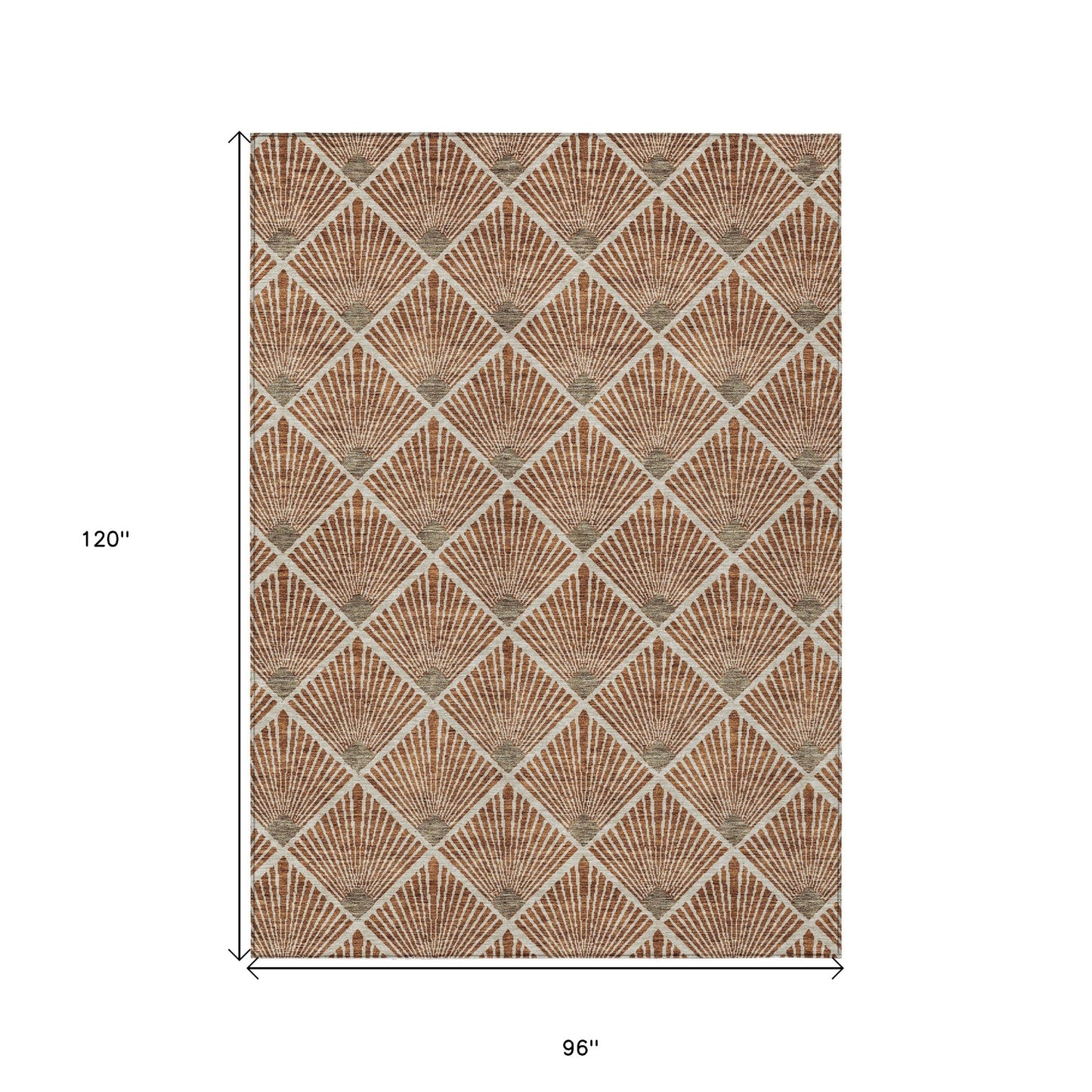 Tabselect Home Line 8' X 10' Brown Copper And Beige Geometric Washable Indoor Outdoor Area Rug