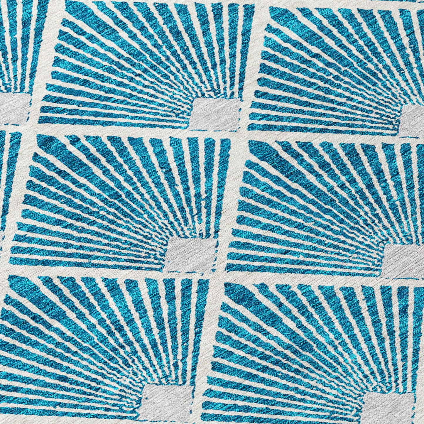 Tabselect Home Line 8' X 10' Teal Blue And Ivory Geometric Washable Indoor Outdoor Area Rug