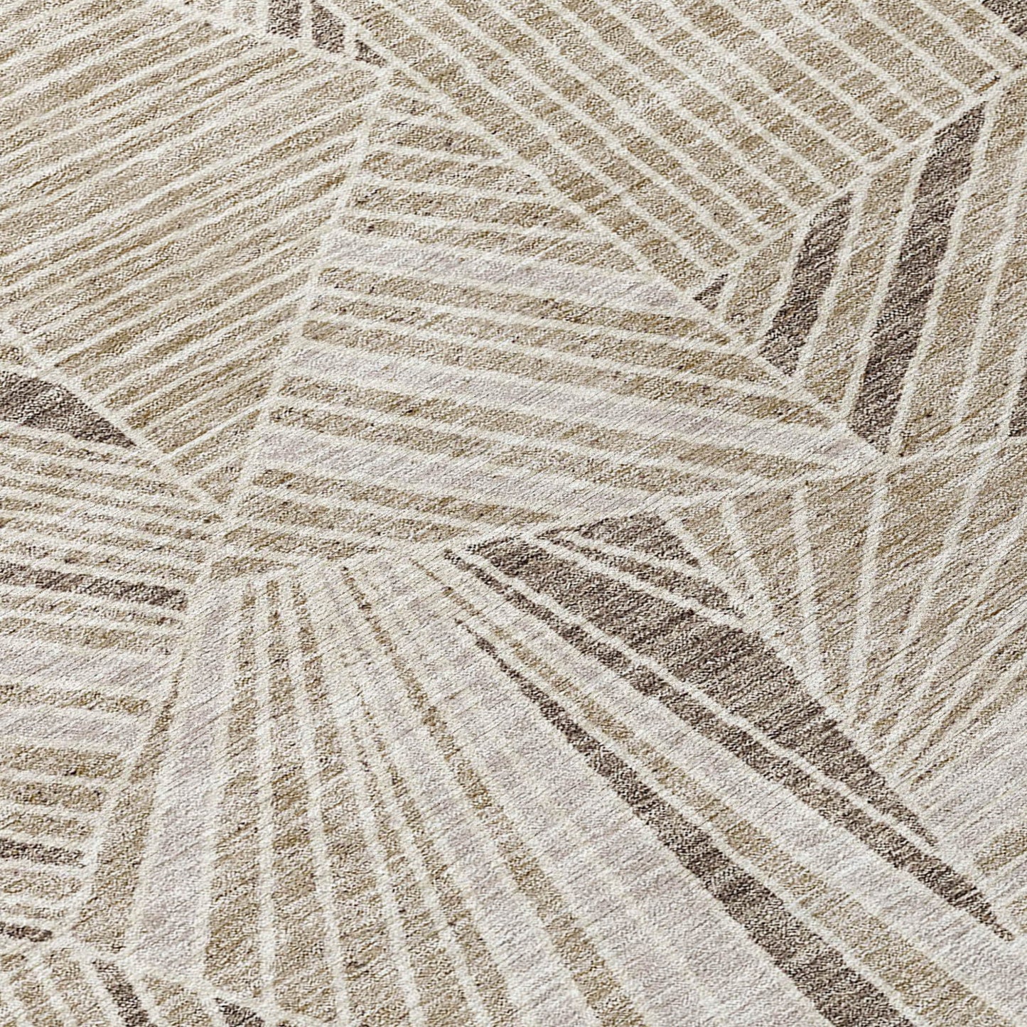 Tabselect Home Line 5' X 8' Beige Brown And Ivory Geometric Washable Indoor Outdoor Area Rug