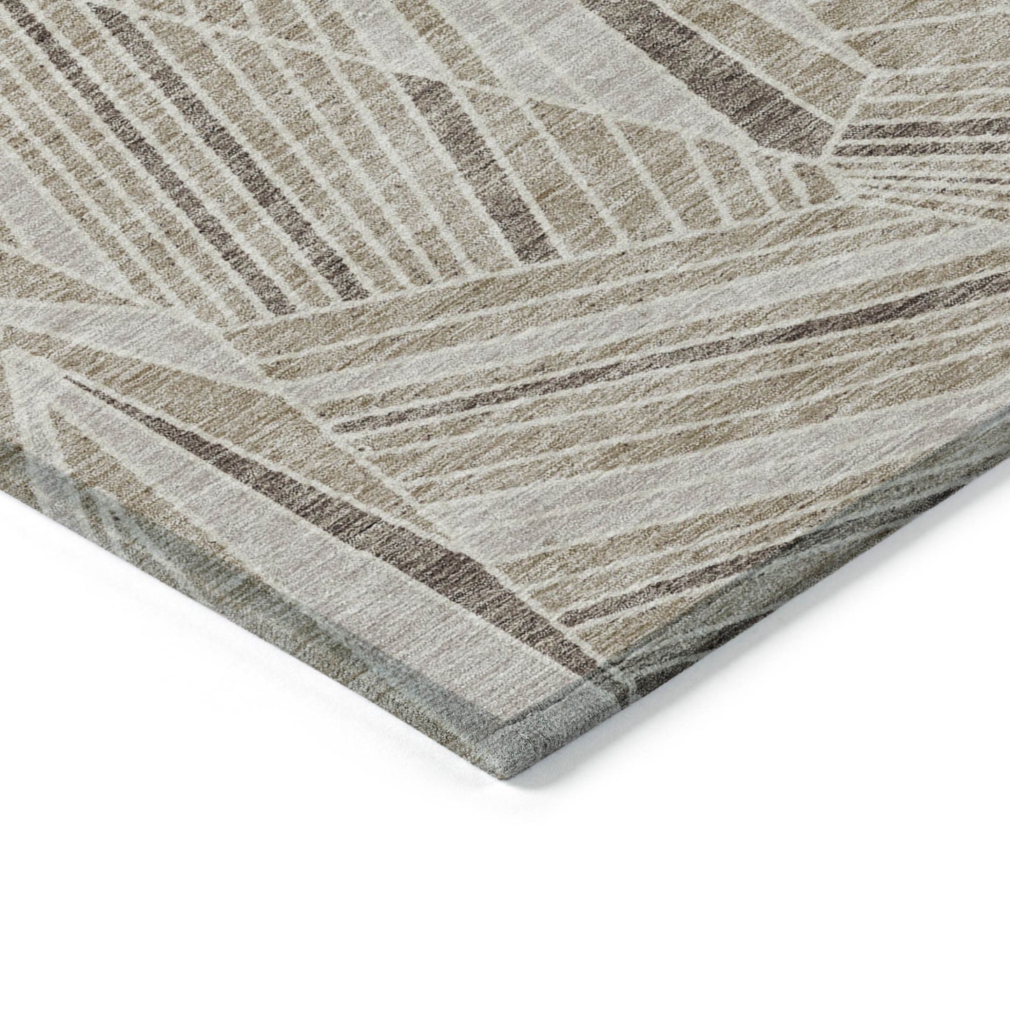 Tabselect Home Line 8' X 10' Beige Brown And Ivory Geometric Washable Indoor Outdoor Area Rug