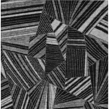 Tabselect Home Line 5' X 8' Black And Gray Geometric Washable Indoor Outdoor Area Rug