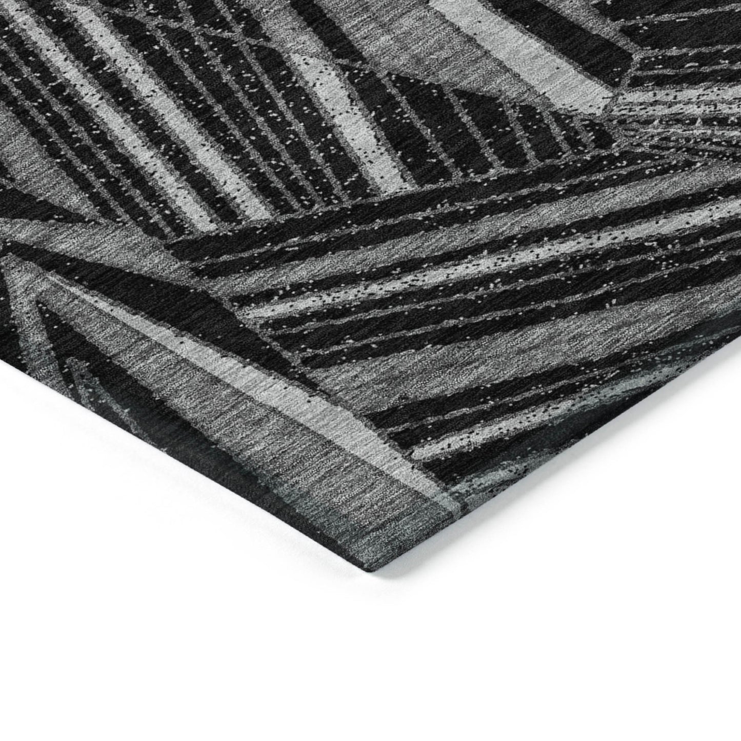 Tabselect Home Line 5' X 8' Black And Gray Geometric Washable Indoor Outdoor Area Rug