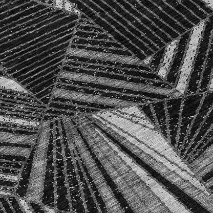 Tabselect Home Line 5' X 8' Black And Gray Geometric Washable Indoor Outdoor Area Rug