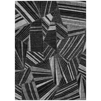 Tabselect Home Line 8' X 10' Black And Gray Geometric Washable Indoor Outdoor Area Rug