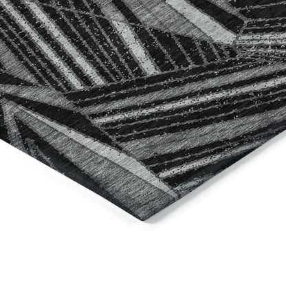 Tabselect Home Line 8' X 10' Black And Gray Geometric Washable Indoor Outdoor Area Rug