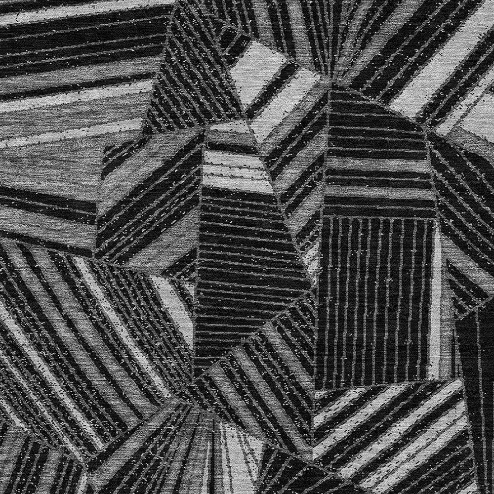 Tabselect Home Line 8' X 10' Black And Gray Geometric Washable Indoor Outdoor Area Rug