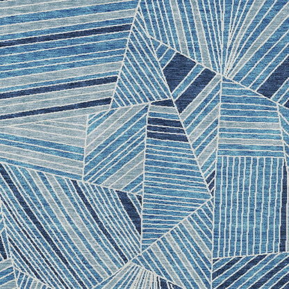 Tabselect Home Line 5' X 8' Blue And Teal Blue Geometric Washable Indoor Outdoor Area Rug