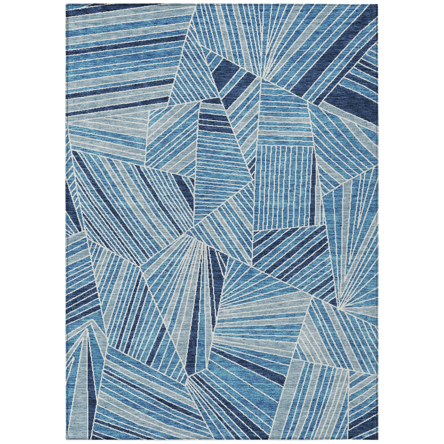 Tabselect Home Line 8' X 10' Blue And Teal Blue Geometric Washable Indoor Outdoor Area Rug