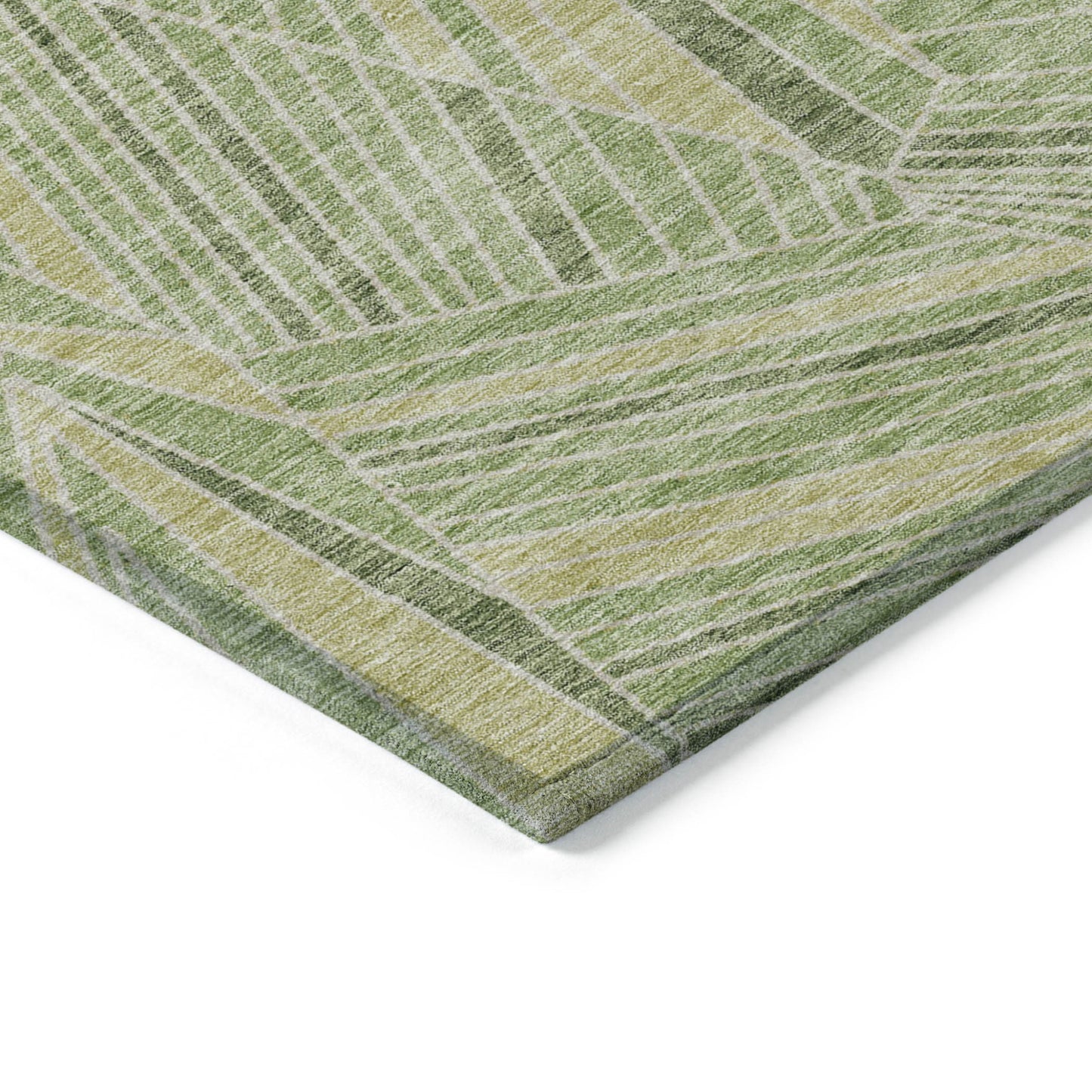 Tabselect Home Line 5' X 8' Green And Olive Green Geometric Washable Indoor Outdoor Area Rug