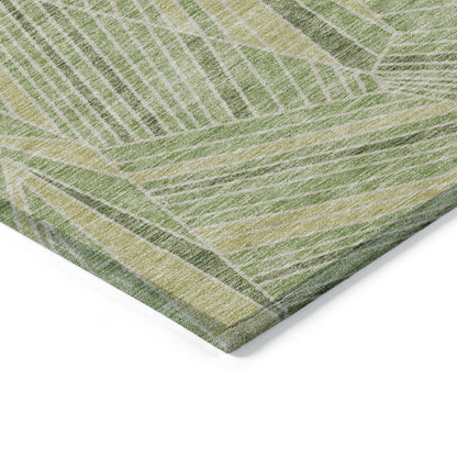 Tabselect Home Line 5' X 8' Green And Olive Green Geometric Washable Indoor Outdoor Area Rug