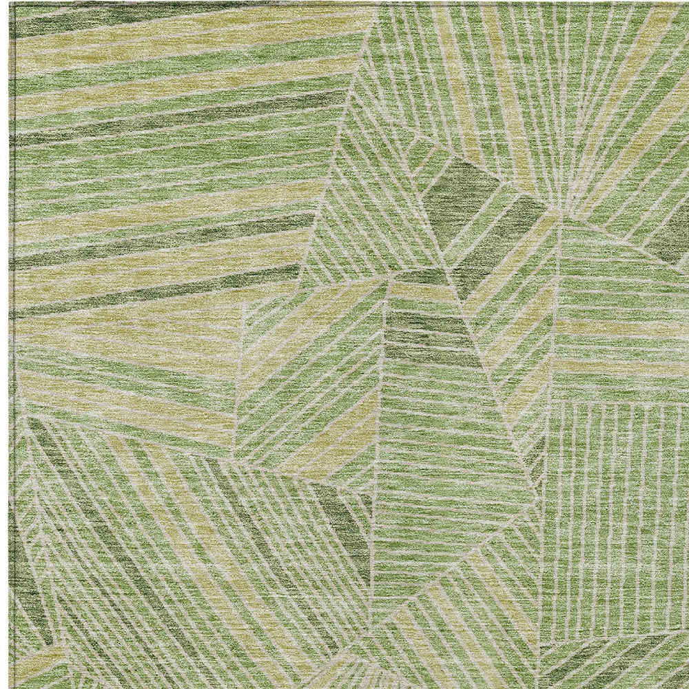 Tabselect Home Line 5' X 8' Green And Olive Green Geometric Washable Indoor Outdoor Area Rug